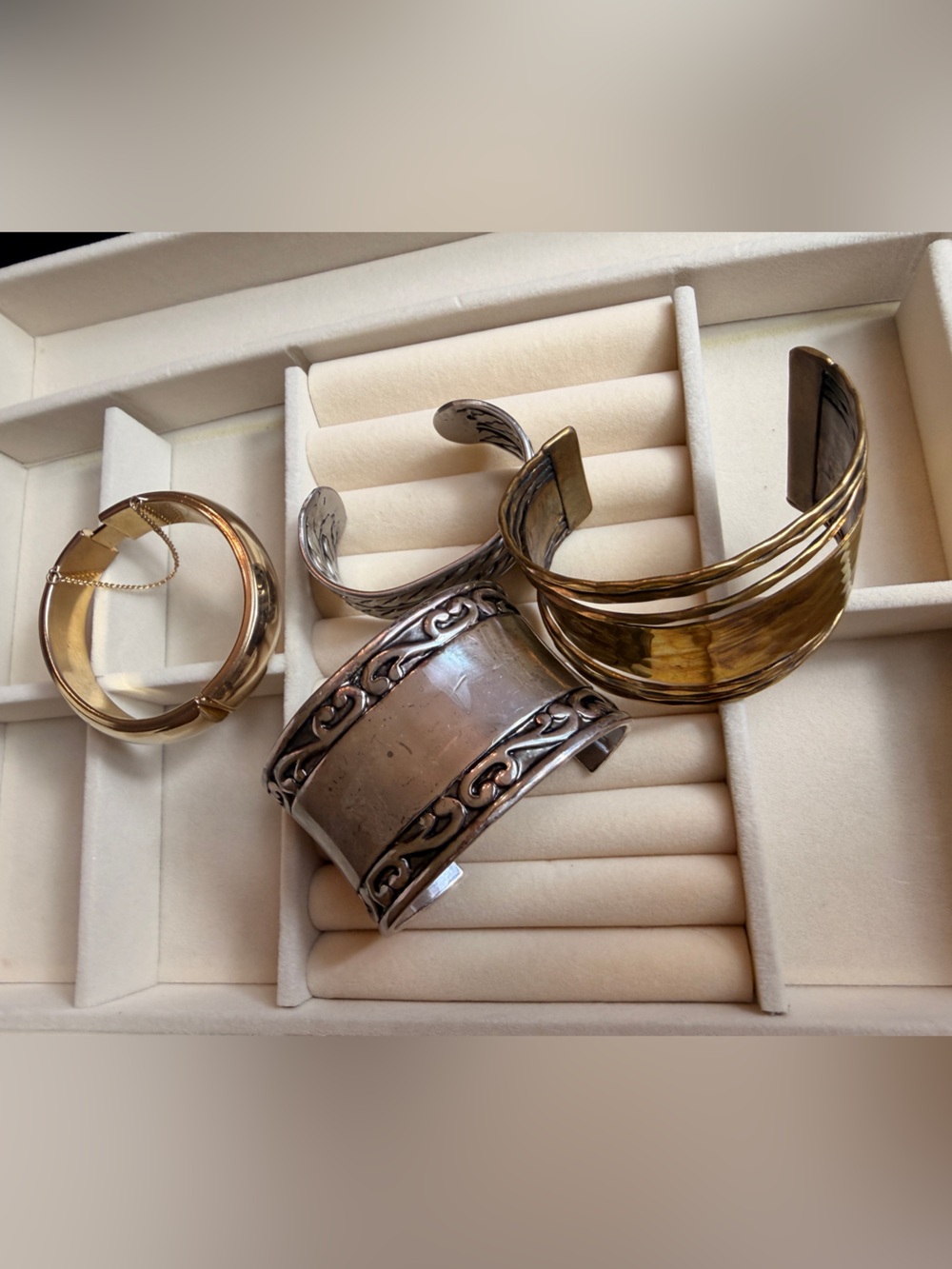 Mixed Metal Cuff Bracelet lot Brass, Gold tone, Silver tone